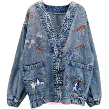 Load image into Gallery viewer, Loose Plus Size Embroidered Denim Jacket Women New Spring And Autumn