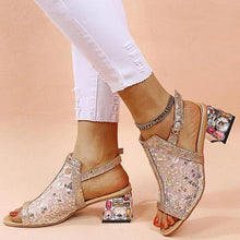 Load image into Gallery viewer, Luxurious Rhinestone Heeled Sandals