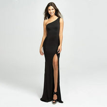 Load image into Gallery viewer, Luxury Black Evening Dress Strapless Illusion Sleeveless One Shoulder