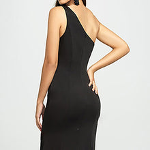Load image into Gallery viewer, Luxury Black Evening Dress Strapless Illusion Sleeveless One Shoulder