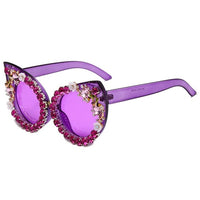 Cat Eye Sunglasses Flowers Bling Rhinestone