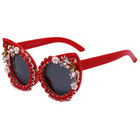 Cat Eye Sunglasses Flowers Bling Rhinestone