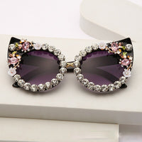 Cat Eye Sunglasses Flowers Bling Rhinestone