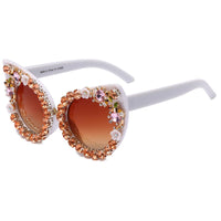 Cat Eye Sunglasses Flowers Bling Rhinestone