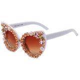 Cat Eye Sunglasses Flowers Bling Rhinestone