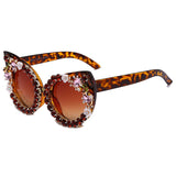 Cat Eye Sunglasses Flowers Bling Rhinestone