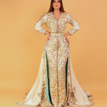 Load image into Gallery viewer, Luxury Embroidery Moroccan Kaftan Custom Made Gold Beaded Mermaid