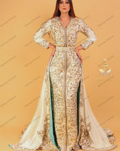 Load image into Gallery viewer, Luxury Embroidery Moroccan Kaftan Custom Made Gold Beaded Mermaid