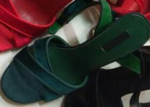 Load image into Gallery viewer, Luxury Rhinestone Heel Summer Sandals Cross Strap Velour Shoes Women - Sophornlilly