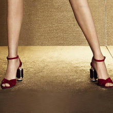 Load image into Gallery viewer, Luxury Rhinestone Heel Summer Sandals Cross Strap Velour Shoes Women - Sophornlilly