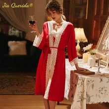 Load image into Gallery viewer, Luxury Satin Silk Robe Sets Sexy Bridemaids Kimono Robe Sexy 3 Pieces