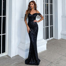 Load image into Gallery viewer, Luxury Sequined Women's Evening Dress One Shoulder Banquet Mermaid