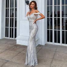 Load image into Gallery viewer, Luxury Sequined Women's Evening Dress One Shoulder Banquet Mermaid