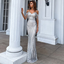 Load image into Gallery viewer, Luxury Sequined Women's Evening Dress One Shoulder Banquet Mermaid