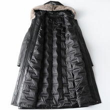 Load image into Gallery viewer, Luxury Sheepskin Leather Suede Coat Duck Down Lingning Mink Fur Hoody