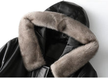 Load image into Gallery viewer, Luxury Sheepskin Leather Suede Coat Duck Down Lingning Mink Fur Hoody