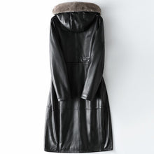 Load image into Gallery viewer, Luxury Sheepskin Leather Suede Coat Duck Down Lingning Mink Fur Hoody