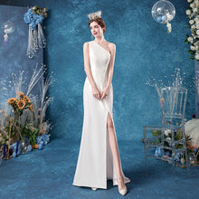 Load image into Gallery viewer, Luxury White Evening Dress Strapless Illusion Sleeveless One Shoulder