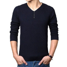 Load image into Gallery viewer, Henley Neck Sweater Men Cashmere Pullover