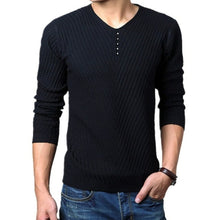 Load image into Gallery viewer, Henley Neck Sweater Men Cashmere Pullover