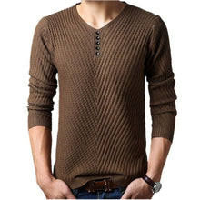 Load image into Gallery viewer, Henley Neck Sweater Men Cashmere Pullover