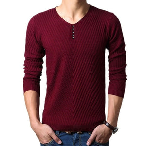 Henley Neck Sweater Men Cashmere Pullover