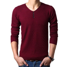 Load image into Gallery viewer, Henley Neck Sweater Men Cashmere Pullover