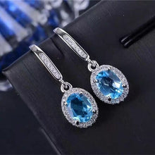 Load image into Gallery viewer, Natural Topaz Drop Earrings 6*8MM Blue Gemstone Fine Jewelry for