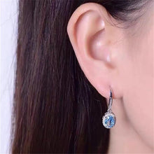 Load image into Gallery viewer, Natural Topaz Drop Earrings 6*8MM Blue Gemstone Fine Jewelry for