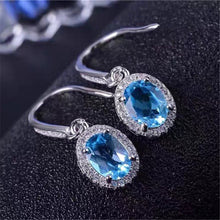Load image into Gallery viewer, Natural Topaz Drop Earrings 6*8MM Blue Gemstone Fine Jewelry for