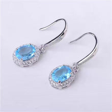 Load image into Gallery viewer, Natural Topaz Drop Earrings 6*8MM Blue Gemstone Fine Jewelry for
