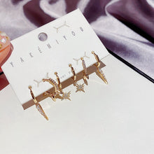 Load image into Gallery viewer, 3 Pairs Micro Paved Cubic Zirconia Star Spike Drop Earrings Pack