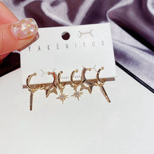 Load image into Gallery viewer, 3 Pairs Micro Paved Cubic Zirconia Star Spike Drop Earrings Pack