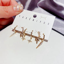Load image into Gallery viewer, 3 Pairs Micro Paved Cubic Zirconia Star Spike Drop Earrings Pack