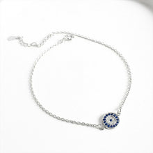 Load image into Gallery viewer, Sterling Silver Evil Eye Ladies Anklet