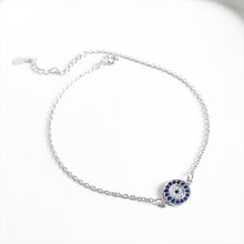 Load image into Gallery viewer, Sterling Silver Evil Eye Ladies Anklet