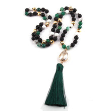 Load image into Gallery viewer, Fashion Black Lava Green Stones Knotted Bohemian Tribal Jewelry