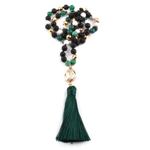 Load image into Gallery viewer, Fashion Black Lava Green Stones Knotted Bohemian Tribal Jewelry