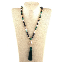 Load image into Gallery viewer, Fashion Black Lava Green Stones Knotted Bohemian Tribal Jewelry