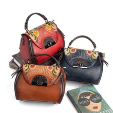 Load image into Gallery viewer, Retro Embossed Cow Leather Handbag