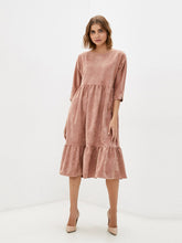 Load image into Gallery viewer, MUICHES Casual O Neck High Waist Flounced Edge Corduroy Dress Spring