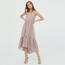 Load image into Gallery viewer, Sweet Polka Dot Spaghetti Strap Dress Woman High Waist Ruffles