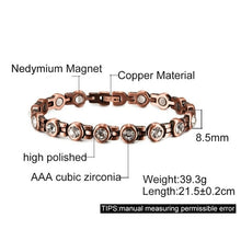 Load image into Gallery viewer, Magnetic Pure Copper Bracelets for Women Cubic Zirconia Chain Link
