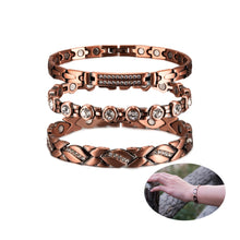 Load image into Gallery viewer, Magnetic Pure Copper Bracelets for Women Cubic Zirconia Chain Link
