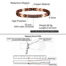 Load image into Gallery viewer, Magnetic Pure Copper Bracelets for Women Cubic Zirconia Chain Link