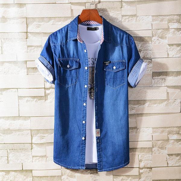 Male Business Casual Thin Denim Shirt Classical Fashion All Match