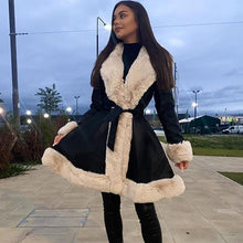 Load image into Gallery viewer, PU Leather Jackets Women Fashion Tie Belt Waist Coats Women