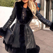 Load image into Gallery viewer, PU Leather Jackets Women Fashion Tie Belt Waist Coats Women
