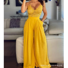 Load image into Gallery viewer, Jumpsuit Sexy Lace Sling Suit Wide Leg Trousers Yellow