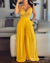 Load image into Gallery viewer, Jumpsuit Sexy Lace Sling Suit Wide Leg Trousers Yellow
